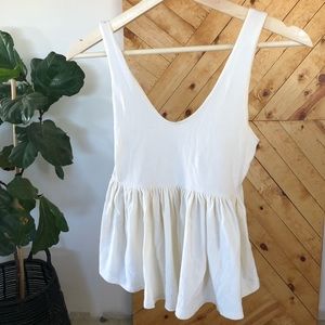 Ruffle crop tank cream